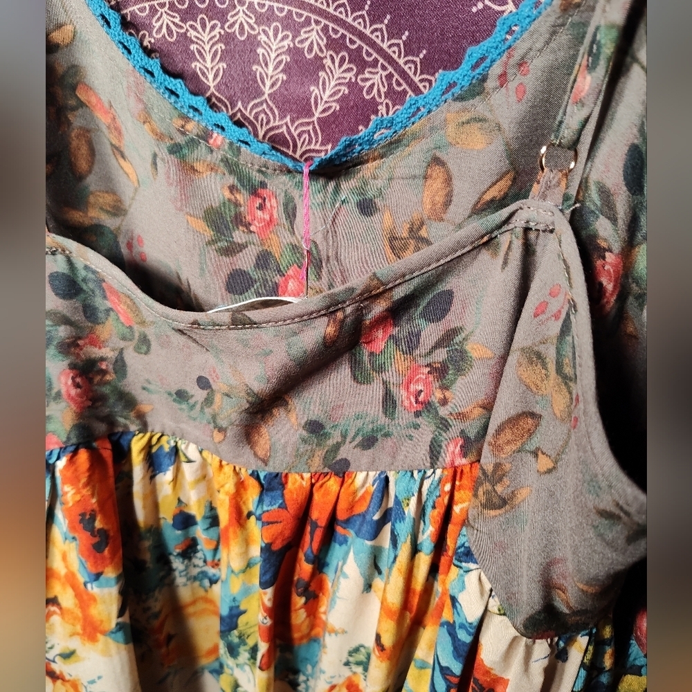 NWT Natural Life Gigi Mini Dress - Grey Orange Roses Small And X-Small - Picture 7 of 8